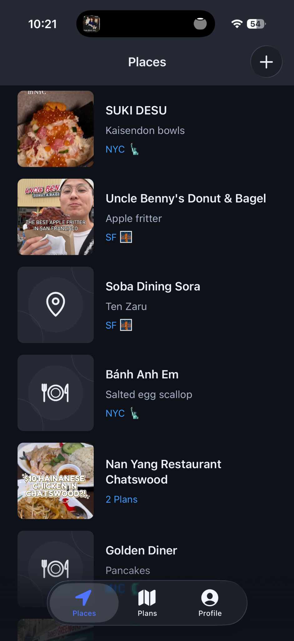 Wantt's Places list, with representative images where available and clear illustrated placeholders when an image is unavailable.
