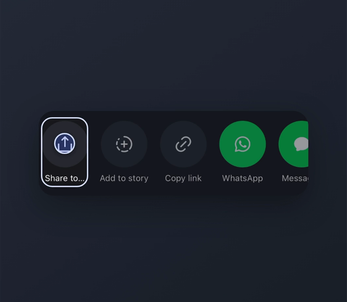 Instagram share arrow and Share to option.